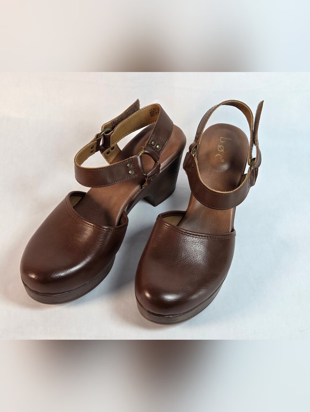 b.o.c. Women’s Brown Leather Platform Slingback Sandals